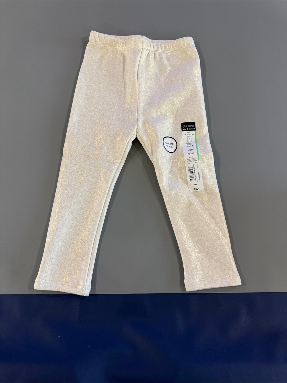 okie dokie Cream Shine Stretch Leggings